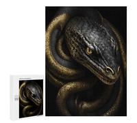 Teenagerss Puzzles 500 PCS Jigsaws Black And Gold Snake Puzzle for Adults Brain Teaser Game Presents for Women for Birthday, Chrismas 500 PCS
