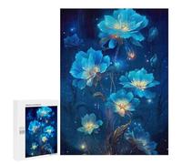 Teenagerss Puzzles 500 PCS Jigsaws Blue Starlight Flower Adult Puzzles Anti-Stress Toys Difficult Challenge Unique Birthday And Gifts 500 PCS