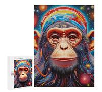 Teenagerss Puzzles 500 PCS Jigsaws Chimpanzee in Cosmic Dreamscape Jigsaws for Adults Hands-on Game Analysis And Logic Unique Birthday And Gifts 500 PCS