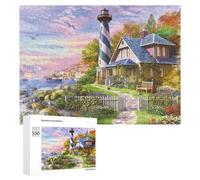 Teenagerss Puzzles 500 PCS Jigsaws Coastal Lighthouse Serenity Puzzle Jigsaws for Adults Hands-on Game Analysis And Logic Unique Birthday And Gifts 500 PCS
