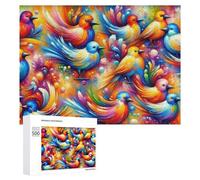 Teenagerss Puzzles 500 PCS Jigsaws Colorful Fantasy Birds Jigsaws for Adults Hands-on Game Analysis And Logic Unique Birthday And Gifts 500 PCS