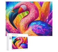 Teenagerss Puzzles 500 PCS Jigsaws Colorful Flamingo Artwork Jigsaws for Adults Hands-on Game Analysis And Logic Unique Birthday And Gifts 500 PCS