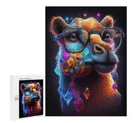 Teenagerss Puzzles 500 PCS Jigsaws Colorful Llama with Crystal Necklace Jigsaw Puzzle Hands-on Game Wall Art Deal As Gifts for The Whole Family 500 PCS