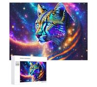 Teenagerss Puzzles 500 PCS Jigsaws Cosmic Leopard Art Print Jigsaws for Adults Hands-on Game Analysis And Logic Unique Birthday And Gifts 500 PCS