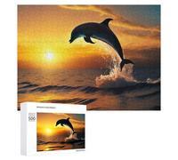Teenagerss Puzzles 500 PCS Jigsaws Dolphin Sunset Leap Jigsaws for Adults Hands-on Game Analysis And Logic Unique Birthday And Gifts 500 PCS