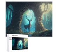 Teenagerss Puzzles 500 PCS Jigsaws Enchanted Forest with Mystical Deer -1 Jigsaws for Adults Hands-on Game Analysis And Logic Unique Birthday And Gifts 500 PCS