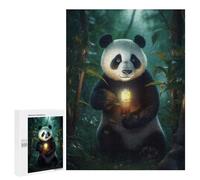 Teenagerss Puzzles 500 PCS Jigsaws Fantasy Panda Glowing Lamp Puzzle for Adults Brain Teaser Game Presents for Women for Birthday, Chrismas 500 PCS