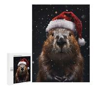 Teenagerss Puzzles 500 PCS Jigsaws Festive Beaver Christmas Puzzle for Adults Brain Teaser Game Presents for Women for Birthday, Chrismas 500 PCS