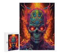 Teenagerss Puzzles 500 PCS Jigsaws Flaming Skull Artwork -7 Jigsaws for Adults Hands-on Game Analysis And Logic Unique Birthday And Gifts 500 PCS