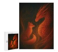 Teenagerss Puzzles 500 PCS Jigsaws Fox And Dragon in Warm Light Jigsaw Puzzle Hands-on Game Wall Art Deal As Gifts for The Whole Family 500 PCS