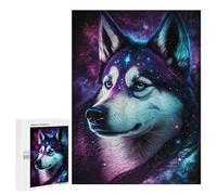 Teenagerss Puzzles 500 PCS Jigsaws Galactic Husky Portrait-3 Jigsaw Puzzle Hands-on Game Wall Art Deal As Gifts for The Whole Family 500 PCS