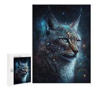 Teenagerss Puzzles 500 PCS Jigsaws Galactic Lynx Portrait Jigsaw Puzzle Hands-on Game Wall Art Deal As Gifts for The Whole Family 500 PCS