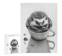 Teenagerss Puzzles 500 PCS Jigsaws Hedgehog Coffe Puzzles for Adults Anti-Stress Toys Analysis And Logic for Birthday, Chrismas 500 PCS