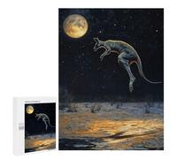 Teenagerss Puzzles 500 PCS Jigsaws Kangaroo Leaping Under Moonlight Adult Puzzles Anti-Stress Toys Difficult Challenge Unique Birthday And Gifts 500 PCS