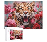 Teenagerss Puzzles 500 PCS Jigsaws Leopard Amidst Flowers Jigsaws for Adults Hands-on Game Analysis And Logic Unique Birthday And Gifts 500 PCS