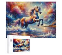 Teenagerss Puzzles 500 PCS Jigsaws Magical Unicorn Sunset Jigsaws for Adults Hands-on Game Analysis And Logic Unique Birthday And Gifts 500 PCS