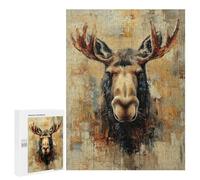 Teenagerss Puzzles 500 PCS Jigsaws Moose Portrait Painting Puzzle for Adults Brain Teaser Game Presents for Women for Birthday, Chrismas 500 PCS