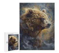 Teenagerss Puzzles 500 PCS Jigsaws Nature's Majesty Bear Portrait Jigsaw Puzzle Hands-on Game Wall Art Deal As Gifts for The Whole Family 500 PCS