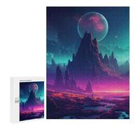 Teenagerss Puzzles 500 PCS Jigsaws Nocturnal Synthwave Peaks Adult Jigsaw Puzzle Family Game A Work of Art for Birthday, Chrismas 500 PCS