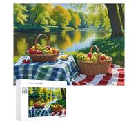 Teenagerss Puzzles 500 PCS Jigsaws Picnic by The River with Fresh Fruits Jigsaws for Adults Hands-on Game Analysis And Logic Unique Birthday And Gifts 500 PCS