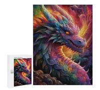 Teenagerss Puzzles 500 PCS Jigsaws Rainbow Dragon in Flames Jigsaws for Adults Hands-on Game Analysis And Logic Unique Birthday And Gifts 500 PCS