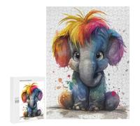 Teenagerss Puzzles 500 PCS Jigsaws Rainbow Elephant Adult Puzzles Anti-Stress Toys Difficult Challenge Unique Birthday And Gifts 500 PCS