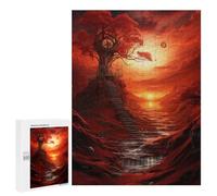 Teenagerss Puzzles 500 PCS Jigsaws Red Tree at Sunset Adult Puzzles Anti-Stress Toys Difficult Challenge Unique Birthday And Gifts 500 PCS