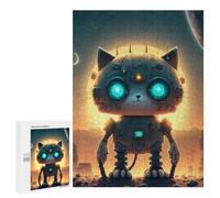 Teenagerss Puzzles 500 PCS Jigsaws Robotic Cat in Space Puzzles for Adults Anti-Stress Toys Analysis And Logic for Birthday, Chrismas 500 PCS