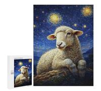 Teenagerss Puzzles 500 PCS Jigsaws Sheep Under Starry Night Adult Puzzles Anti-Stress Toys Difficult Challenge Unique Birthday And Gifts 500 PCS