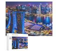 Teenagerss Puzzles 500 PCS Jigsaws Singapore's Vibrant Night Skyline Jigsaws for Adults Hands-on Game Analysis And Logic Unique Birthday And Gifts 500 PCS