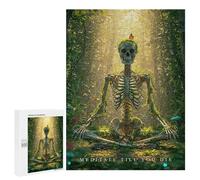 Teenagerss Puzzles 500 PCS Jigsaws Skeleton Meditating in Forest Adult Puzzles Anti-Stress Toys Difficult Challenge Unique Birthday And Gifts 500 PCS