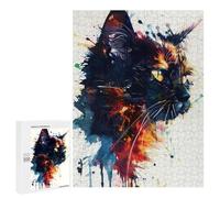 Teenagerss Puzzles 500 PCS Jigsaws Splash Watercolor Cat Puzzle for Adults Brain Teaser Game Presents for Women for Birthday, Chrismas 500 PCS