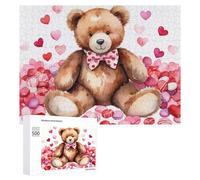 Teenagerss Puzzles 500 PCS Jigsaws Teddy Bear Valentine's Day Jigsaws for Adults Hands-on Game Analysis And Logic Unique Birthday And Gifts 500 PCS