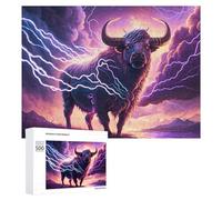 Teenagerss Puzzles 500 PCS Jigsaws Thundering Bull Epic Lightning Storms Jigsaws for Adults Hands-on Game Analysis And Logic Unique Birthday And Gifts 500 PCS