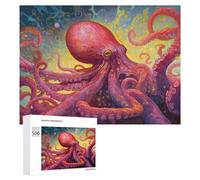 Teenagerss Puzzles 500 PCS Jigsaws Vibrant Octopus in Abstract Ocean Artwork -1 Jigsaws for Adults Hands-on Game Analysis And Logic Unique Birthday And Gifts 500 PCS