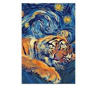 Teenagerss Puzzles 75x50cm/1000pcs Jigsaws Sleeping Tiger in Starry Night Style Jigsaws for Adults Hands-on Game Analysis And Logic Unique Birthday And Gifts 75x50cm/1000pcs