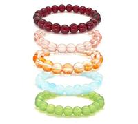 TeenFighter A Bead Speak 5 Pack Aesthetic Ceramic and Crystal Bead Bracelet Set for Women - Fashionable Stretchable Bohemian Jewelry, normal, Porcelain, Pearl