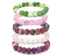 TeenFighter A Bead Speak 5 Pack Aesthetic Ceramic and Crystal Bead Bracelet Set for Women - Fashionable Stretchable Bohemian Jewelry, normal, Porcelain, Pearl