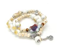 TeenFighter A Bead Speak Aesthetic Ceramic and Crystal Stone Bead Bracelet Set for Women - Fashionable Stretchable Bohemian Jewelry, normal, 陶瓷, Pearl