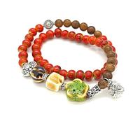 TeenFighter A Bead Speak Aesthetic Ceramic and Crystal Stone Bead Bracelet Set for Women - Fashionable Stretchable Bohemian Jewelry, normal, 陶瓷, Pearl