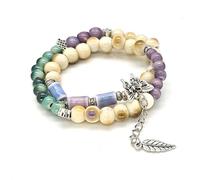 TeenFighter A Bead Speak Aesthetic Ceramic and Crystal Stone Bead Bracelet Set for Women - Fashionable Stretchable Bohemian Jewelry, normal, 塑料, Pearl