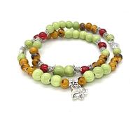 TeenFighter A Bead Speak Aesthetic Ceramic and Crystal Stone Bead Bracelet Set for Women - Fashionable Stretchable Bohemian Jewelry, normal, 陶瓷, Pearl