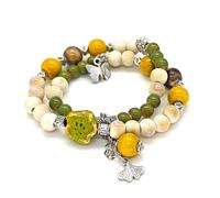 TeenFighter A Bead Speak Aesthetic Ceramic and Crystal Stone Bead Bracelet Set for Women - Fashionable Stretchable Bohemian Jewelry, normal, Stone, Pearl
