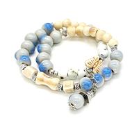 TeenFighter A Bead Speak Aesthetic Ceramic and Crystal Stone Bead Bracelet Set for Women - Fashionable Stretchable Bohemian Jewelry, Normal, Pearl