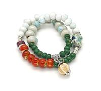 TeenFighter A Bead Speak Aesthetic Ceramic and Crystal Stone Bead Bracelet Set for Women - Fashionable Stretchable Bohemian Jewelry, normal, 陶瓷, Pearl