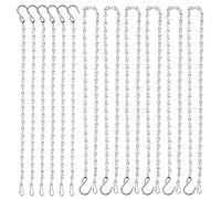 Teenitor 12 Pcs Hanging Basket Chains, 6 Pcs 35 Inch & 6 Pcs 13 Inch Chicken Bird Feeders Hanging Chain with Clip & Hook, Replacement Metal Chains for Bird Cage Planters Lanterns Ornaments Silver