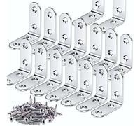 Teenitor 16 Pcs Corner Bracket - 40mmx40mm 90 Degree Right Angle Brackets Fastener Stainless Steel L Shaped Corner Braces with 64 Pcs Screws Brace Corner Steel Joint Silver