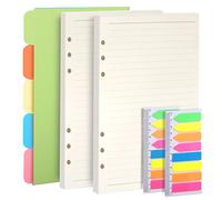 Teenitor 2 Pack A5 Refills Planner Inserts Lined Paper + 5 Color Subject Dividers + 320 Pcs Note Flags Index Tabs, 6-Ring Ruled Diary Refillable Pages, Horizontal Dividers & PET Translucent Tabs