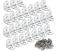 Teenitor 25 Pcs Corner Braces - 20x20mm 90 Degree Right Angle Brackets Fastener Stainless Steel L Shaped Corner Bracket with 50 Pcs Screws Brace Corner Steel Joint Silver