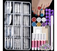 Teenitor 312pcs Clear Press On Nails Kit with Glitter, Acrylic Toe Nail Tips, Glue on Toenails